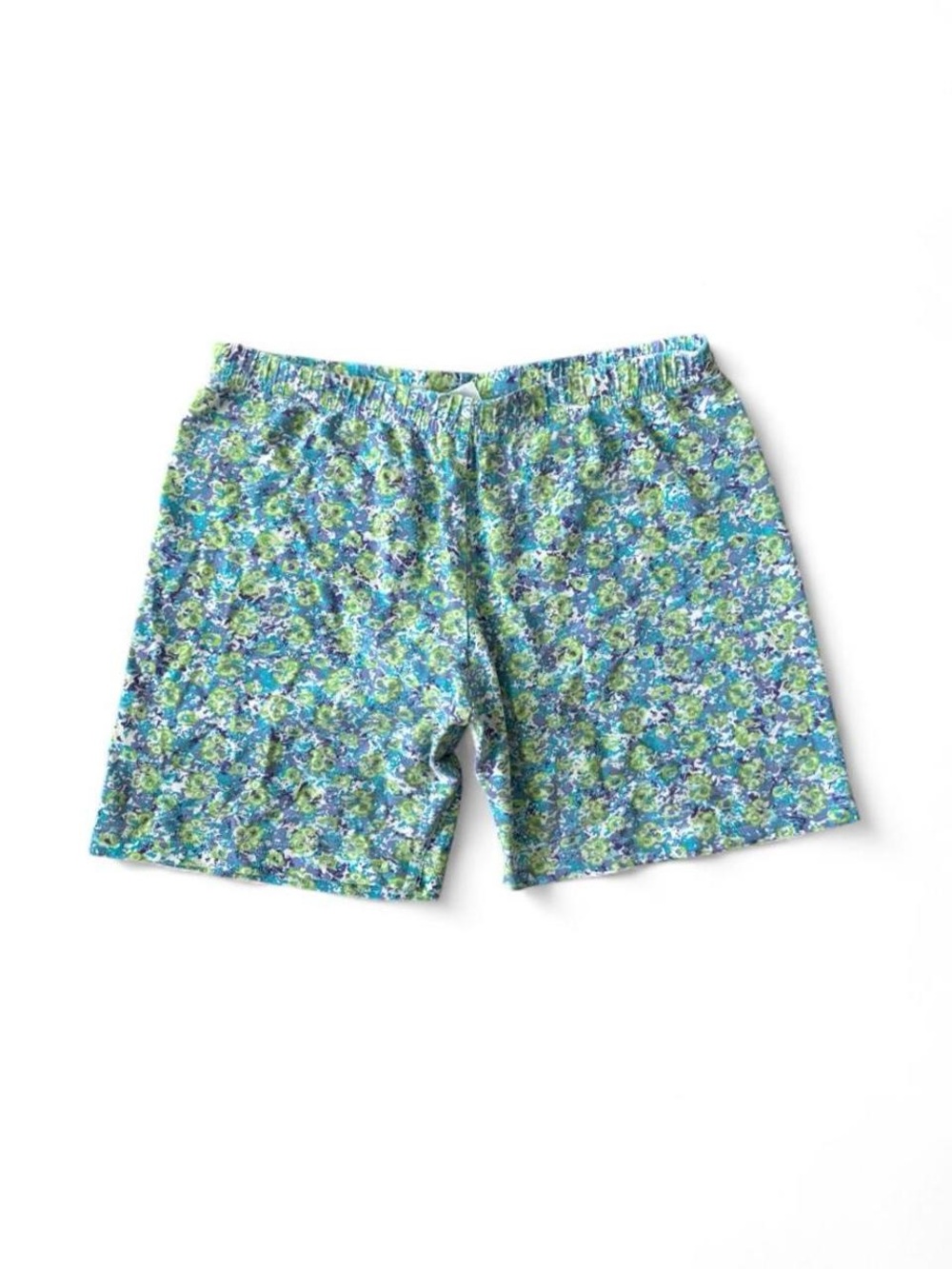 Basic Editions Green & Blue Floral Athletic Shorts